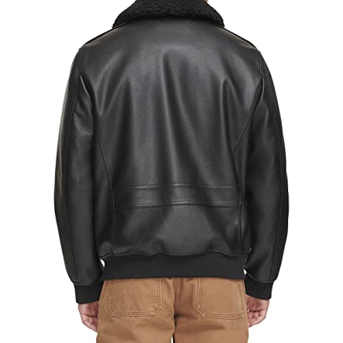 Levi's mens Levi's Men's Faux Leather Aviator Bomber Jacket With Sherpa Collar