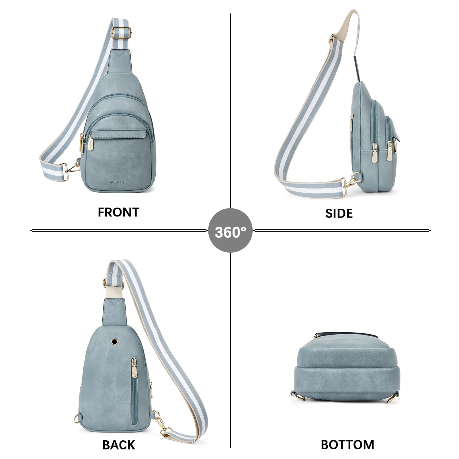 BOSTANTEN Small Sling Bag for Women Leather Crossbody Bags Fanny Pack Chest Bag for Travel