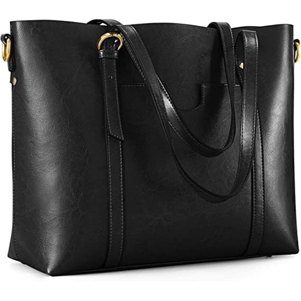 Kattee Genuine Leather Women Tote Bag Soft Handbags Vintage Shoulder Purses Fashion Top Handle Bag Large Capacity
