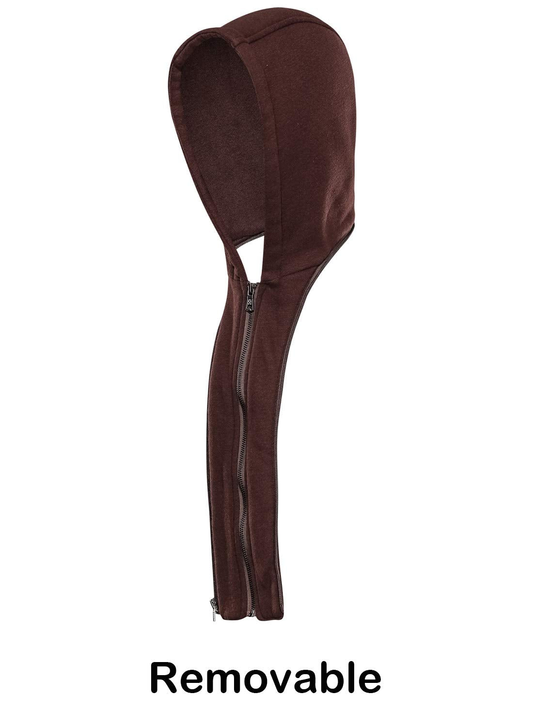 HOOD CREW Men’s Casual Stand Collar PU Faux Leather Zip-Up Motorcycle Bomber Jacket With a Removable Hood