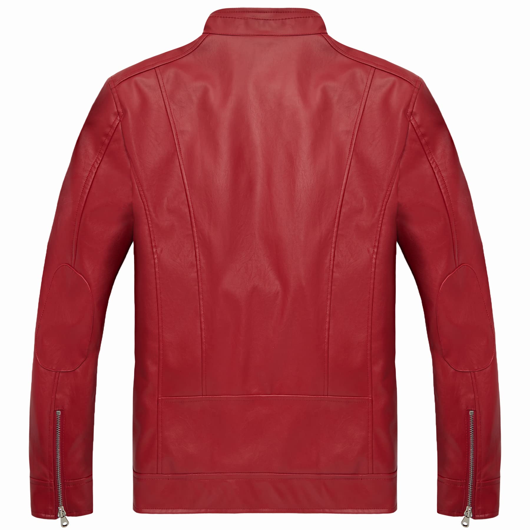 WULFUL Men's Stand Collar Leather Jacket Motorcycle Lightweight Faux Leather Outwear