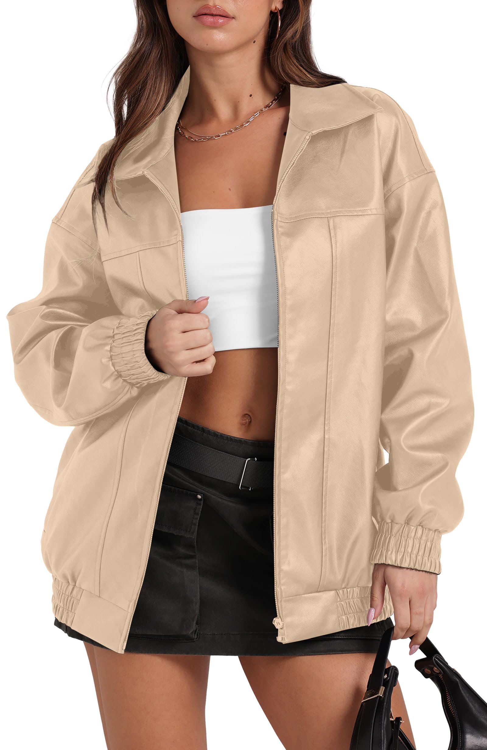 Sampeel Leather Jacket Women Faux Oversized Motorcycle Bomber Coats 2025 Fall Fashion Outfits Winter Clothes