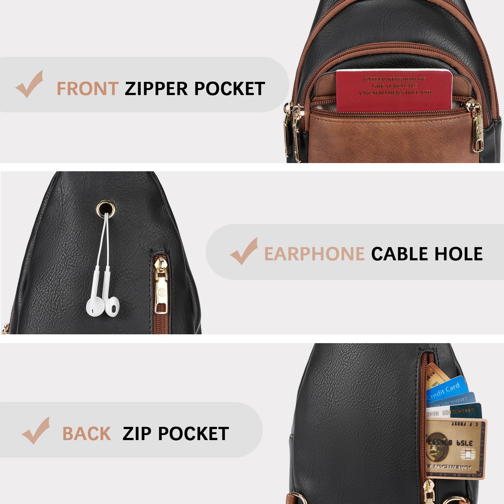 BOSTANTEN Small Sling Bag for Women Leather Crossbody Bags Fanny Pack Chest Bag for Travel