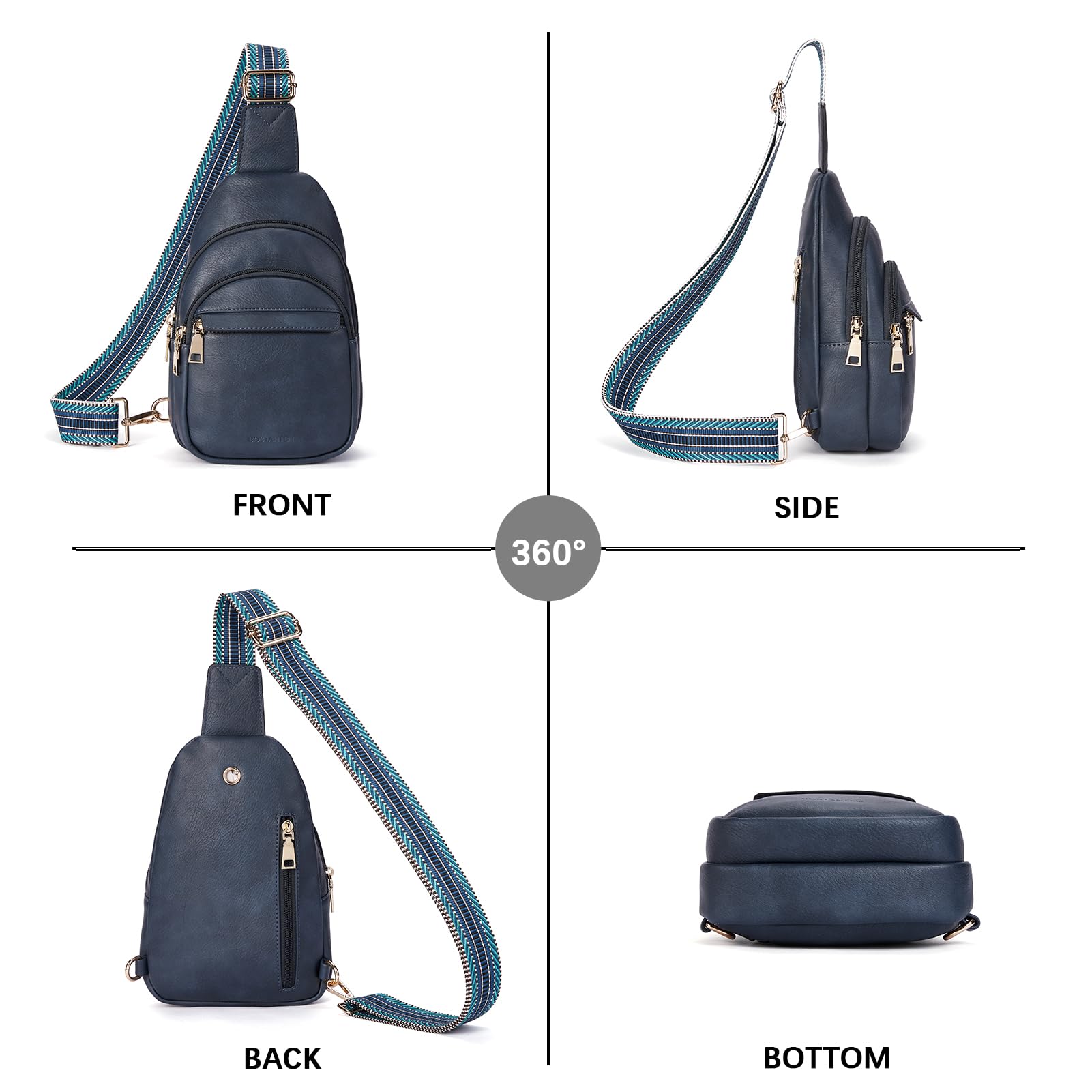 BOSTANTEN Small Sling Bag for Women Leather Crossbody Bags Fanny Pack Chest Bag for Travel