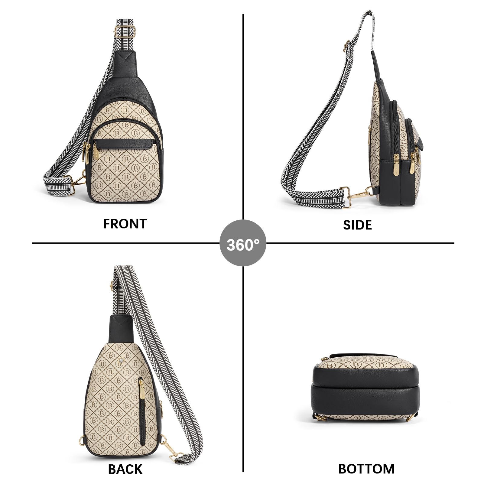 BOSTANTEN Small Sling Bag for Women Leather Crossbody Bags Fanny Pack Chest Bag for Travel