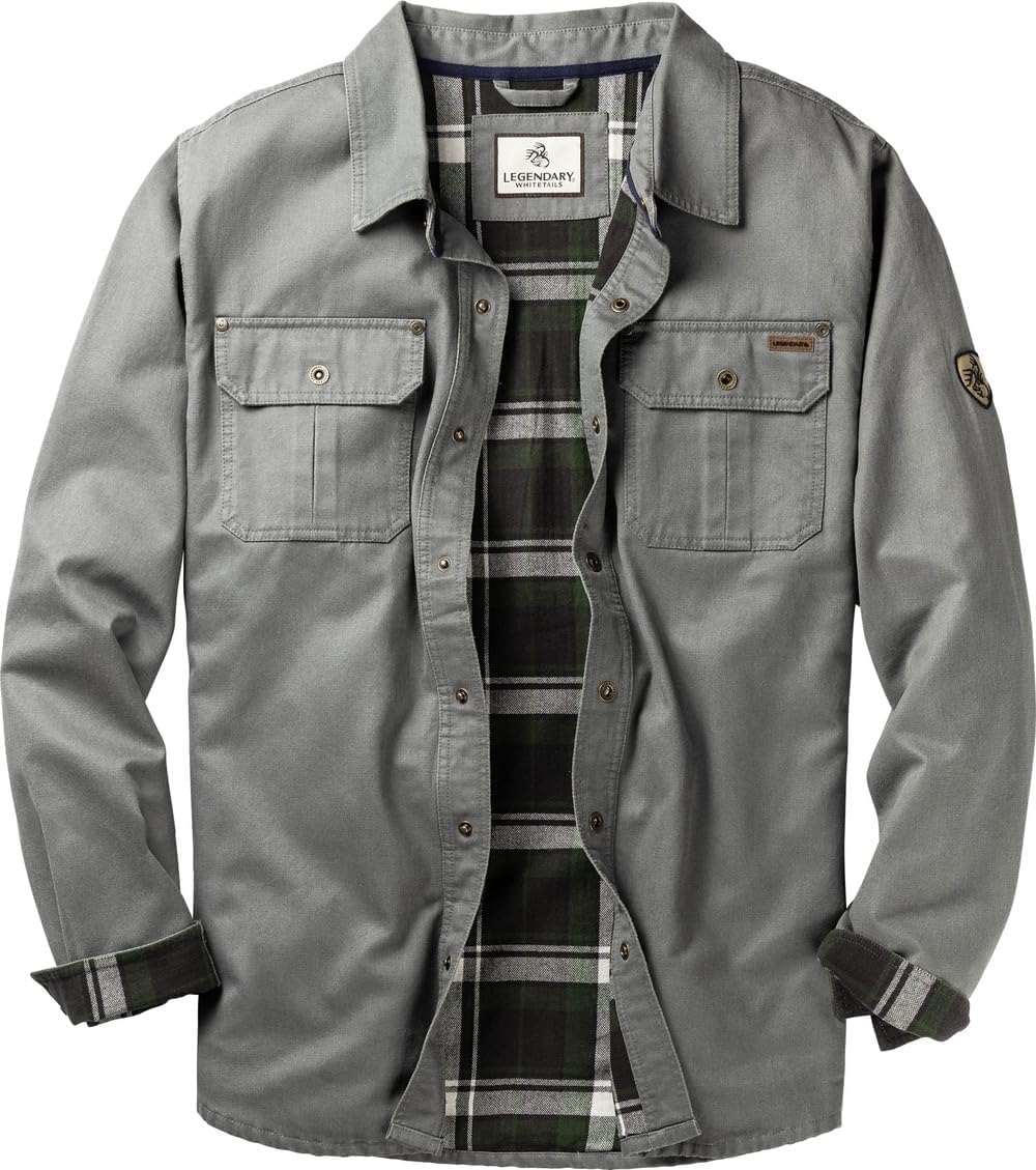Legendary Whitetails Men's Flannel Lined Shirt Jacket Waxed Cotton Water Resistant