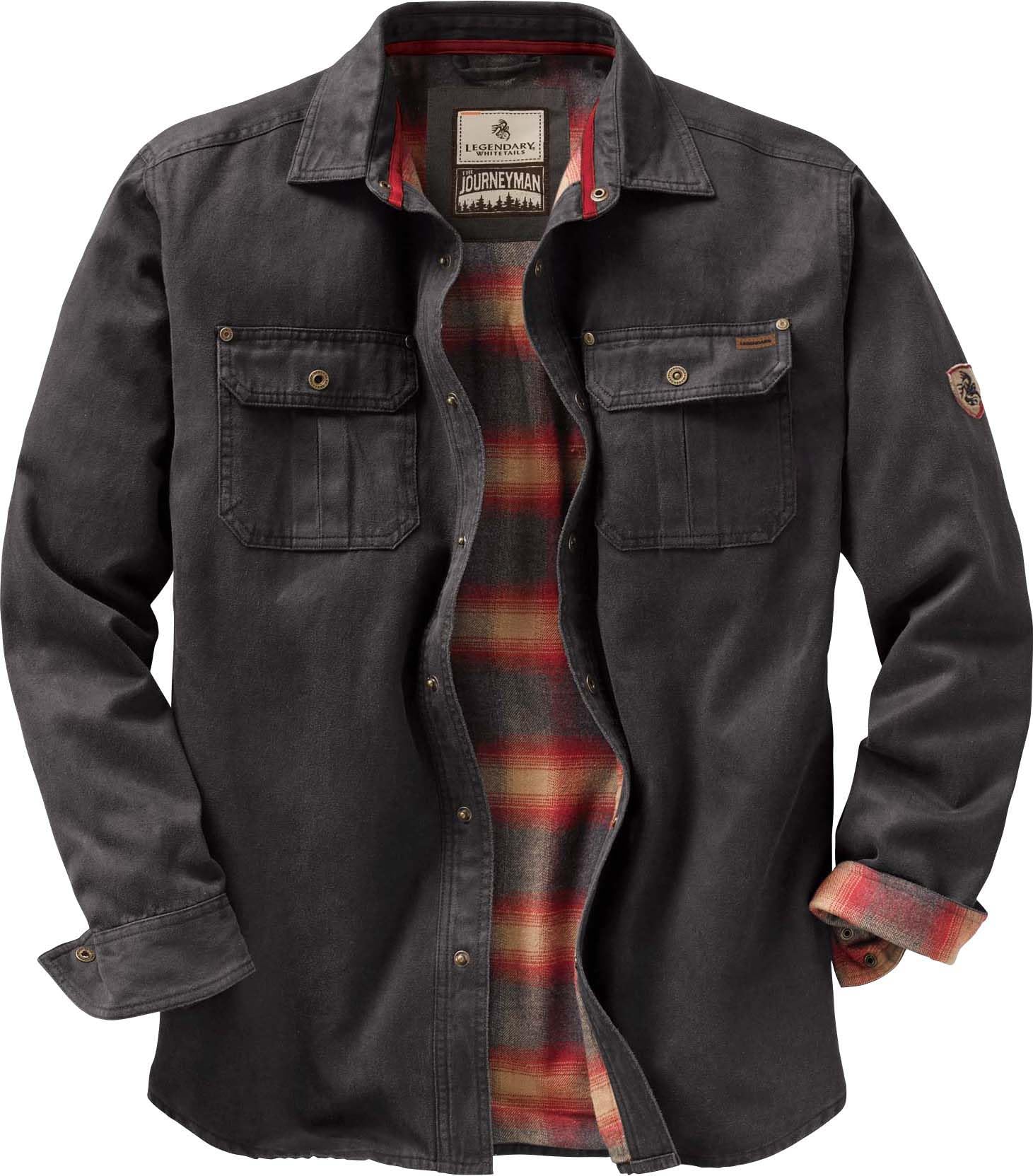 Legendary Whitetails Men's Flannel Lined Shirt Jacket Waxed Cotton Water Resistant
