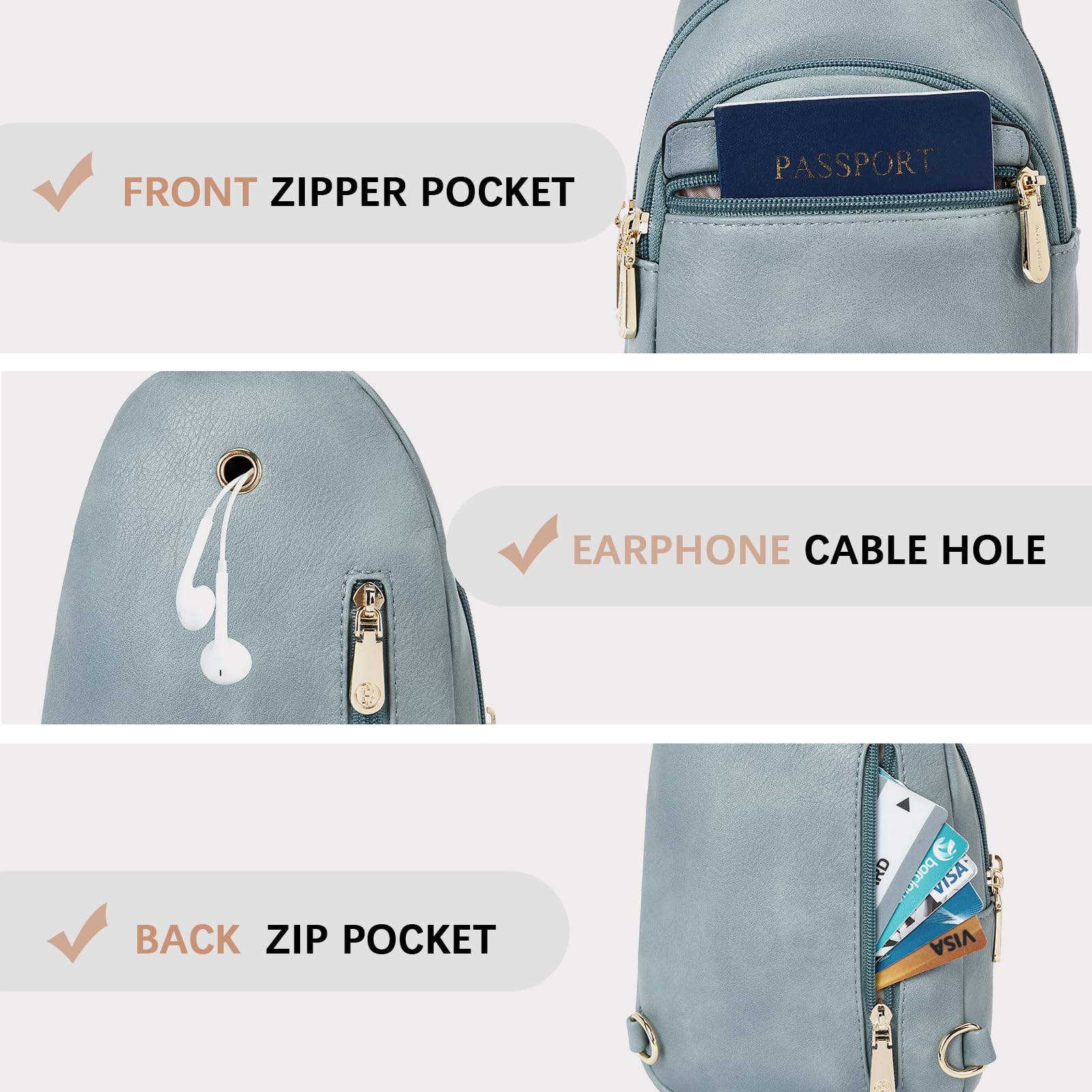 BOSTANTEN Small Sling Bag for Women Leather Crossbody Bags Fanny Pack Chest Bag for Travel