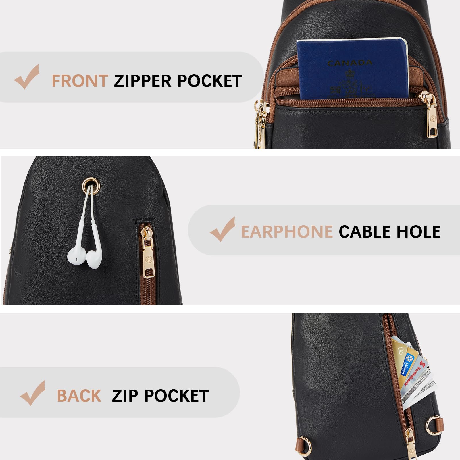 BOSTANTEN Small Sling Bag for Women Leather Crossbody Bags Fanny Pack Chest Bag for Travel