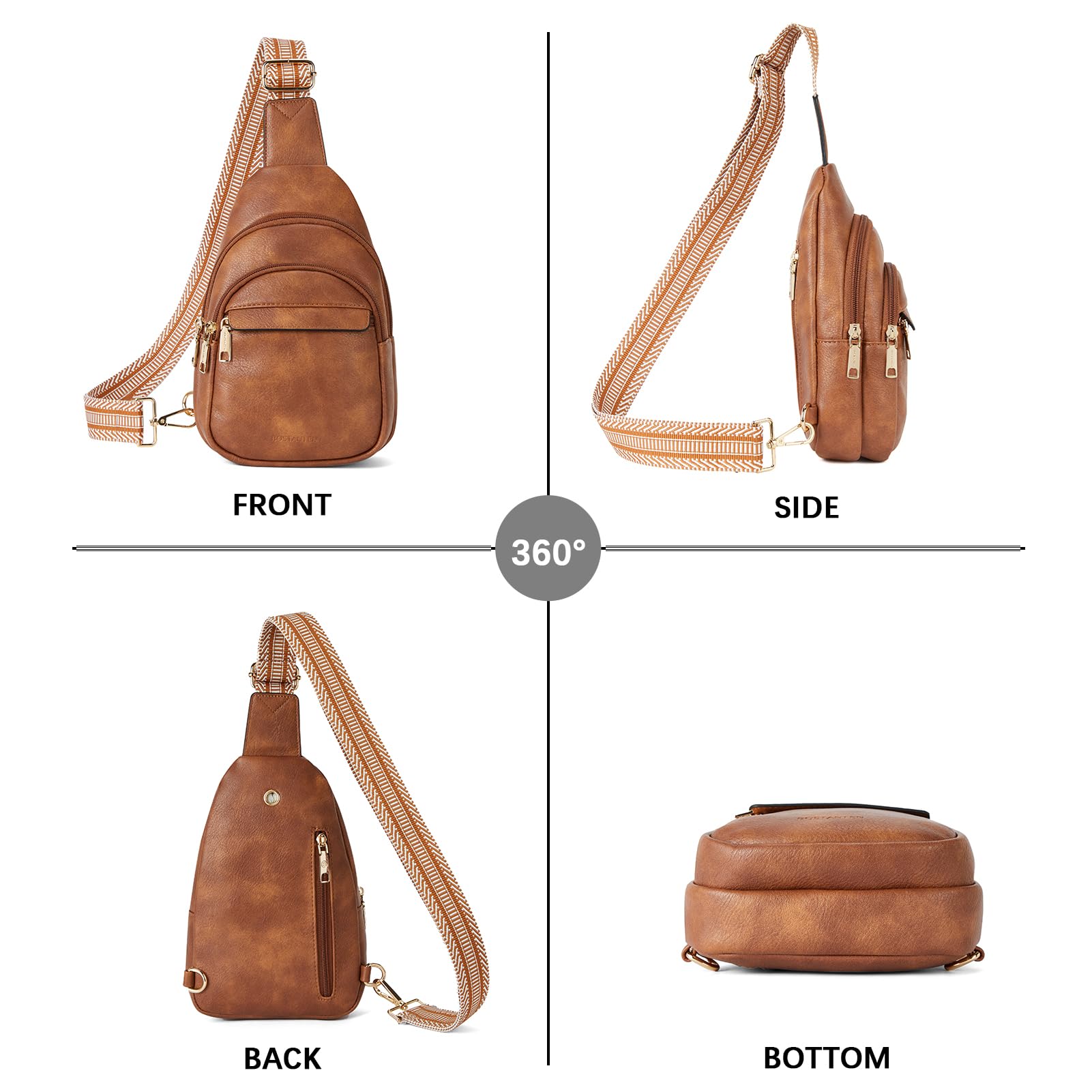 BOSTANTEN Small Sling Bag for Women Leather Crossbody Bags Fanny Pack Chest Bag for Travel