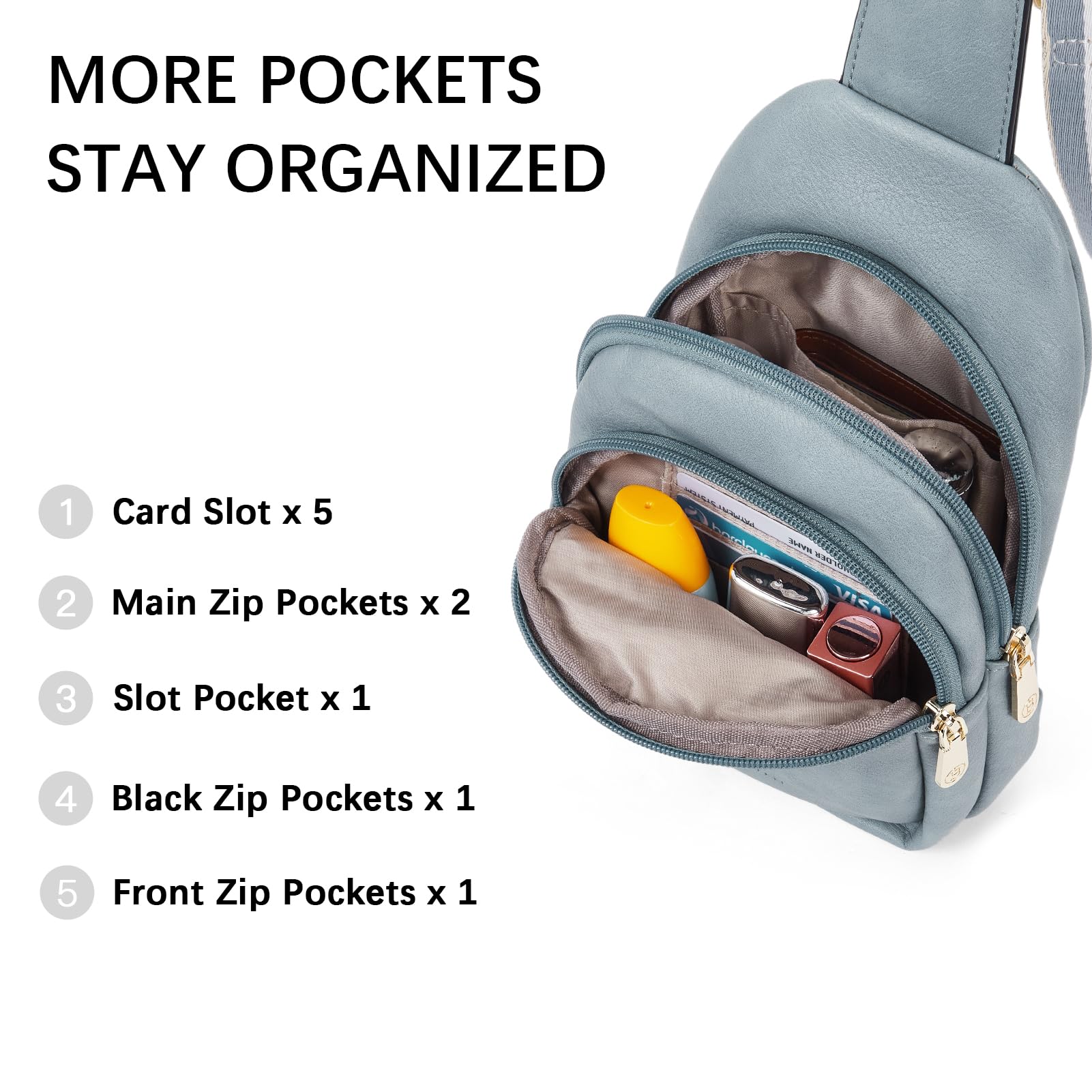 BOSTANTEN Small Sling Bag for Women Leather Crossbody Bags Fanny Pack Chest Bag for Travel