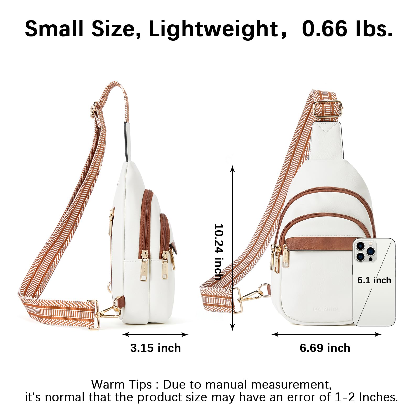 BOSTANTEN Small Sling Bag for Women Leather Crossbody Bags Fanny Pack Chest Bag for Travel