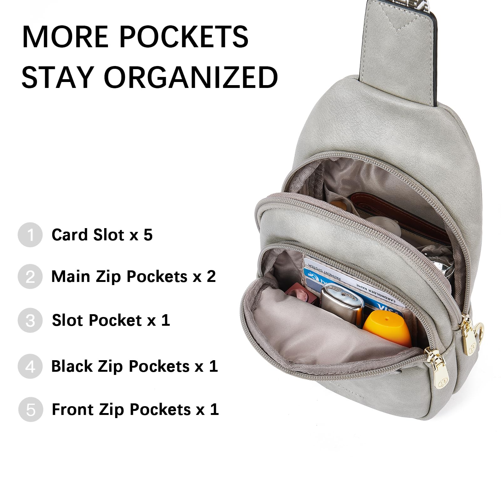 BOSTANTEN Small Sling Bag for Women Leather Crossbody Bags Fanny Pack Chest Bag for Travel