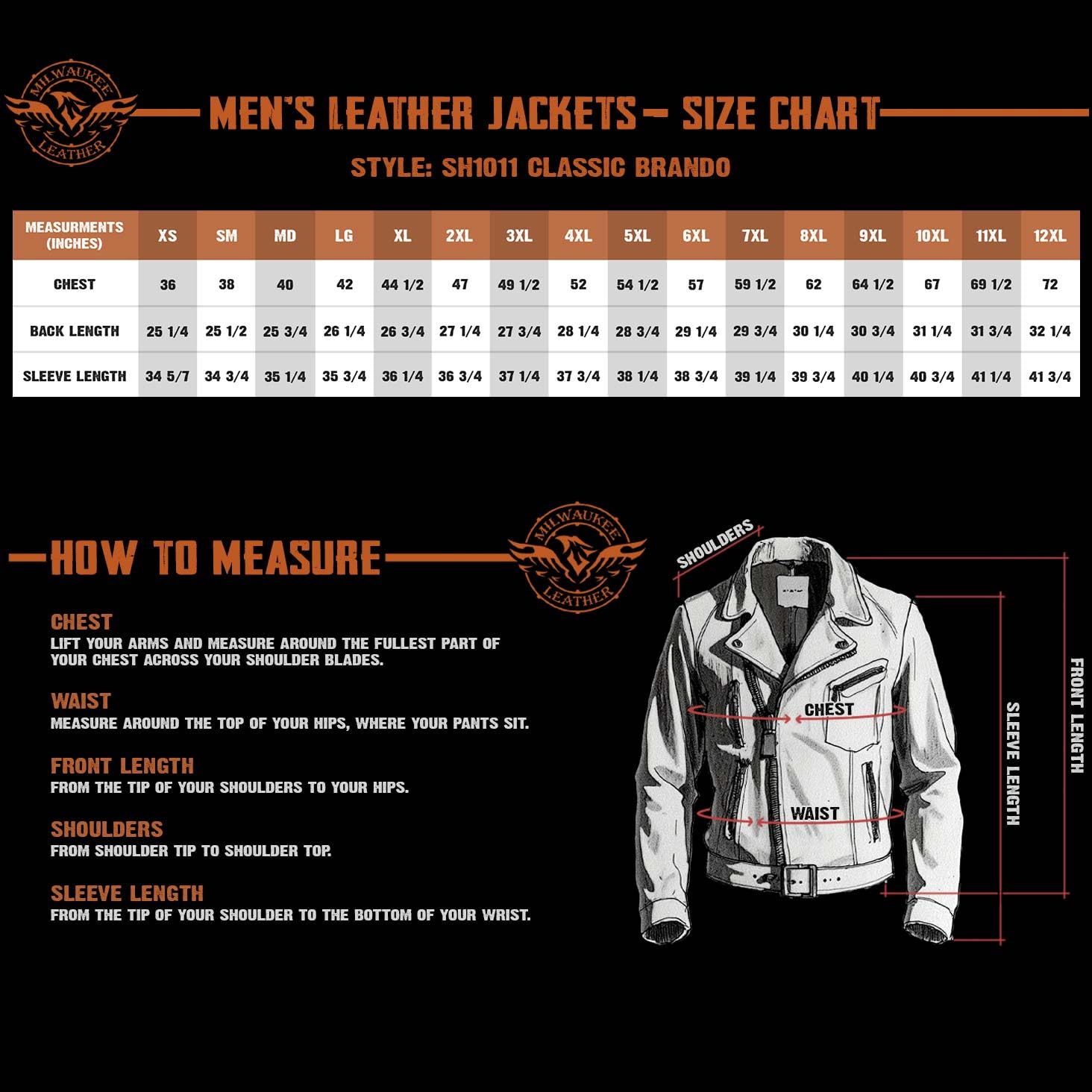 Milwaukee Leather SH1011 Men's Classic Brando Premium Leather Black Motorcycle Riders Leather Jacket w/Side Laces