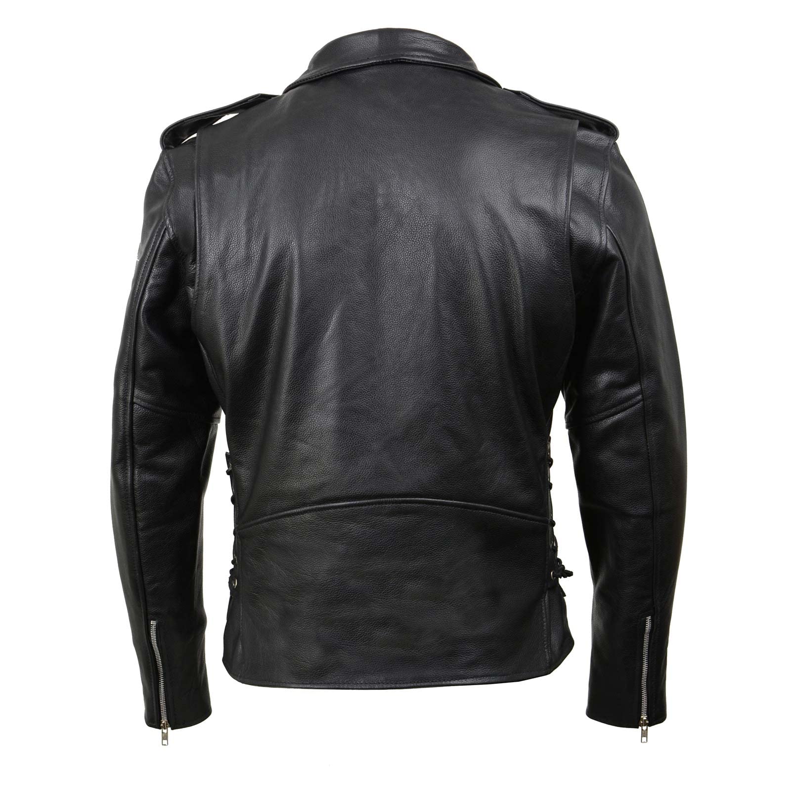 Milwaukee Leather SH1011 Men's Classic Brando Premium Leather Black Motorcycle Riders Leather Jacket w/Side Laces