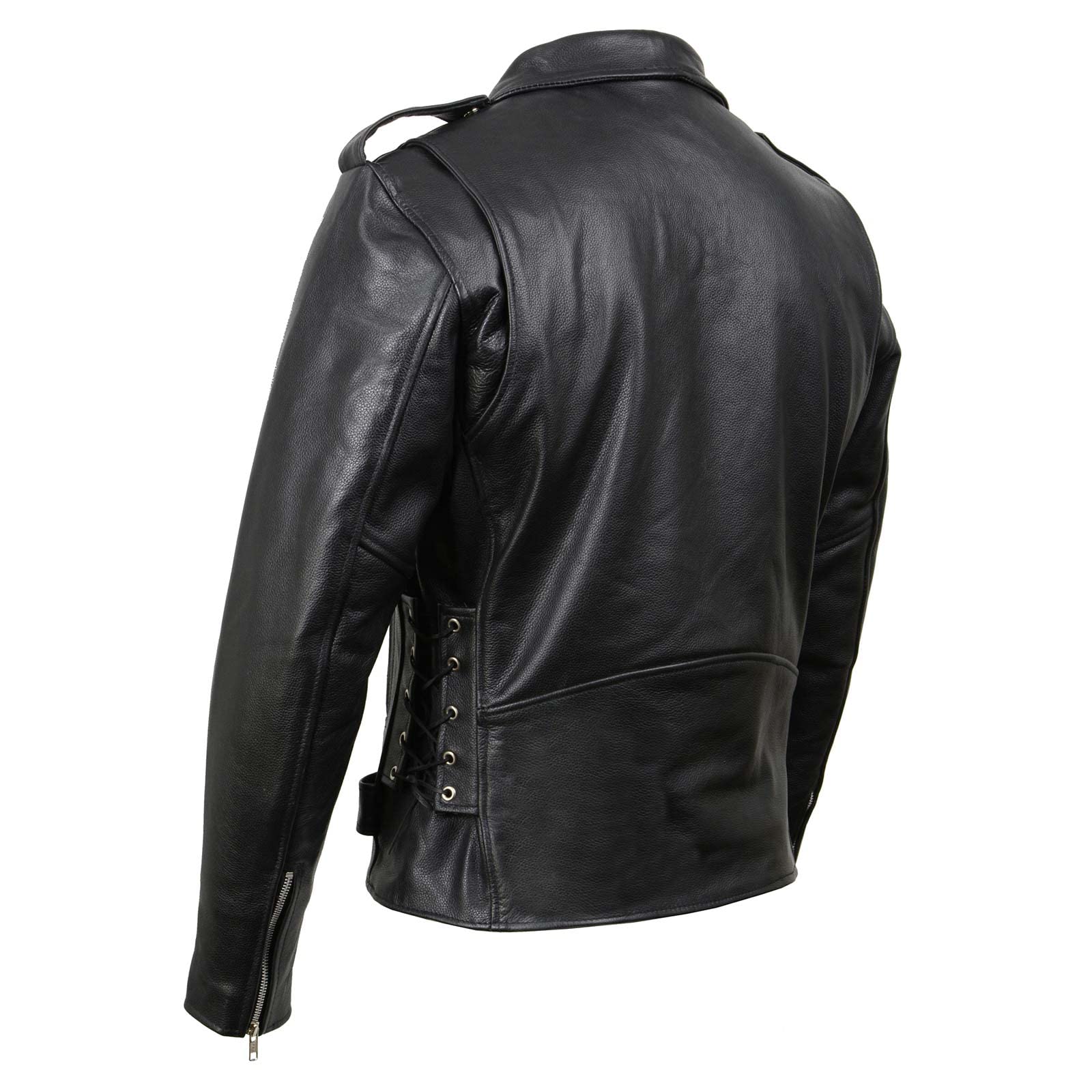 Milwaukee Leather SH1011 Men's Classic Brando Premium Leather Black Motorcycle Riders Leather Jacket w/Side Laces