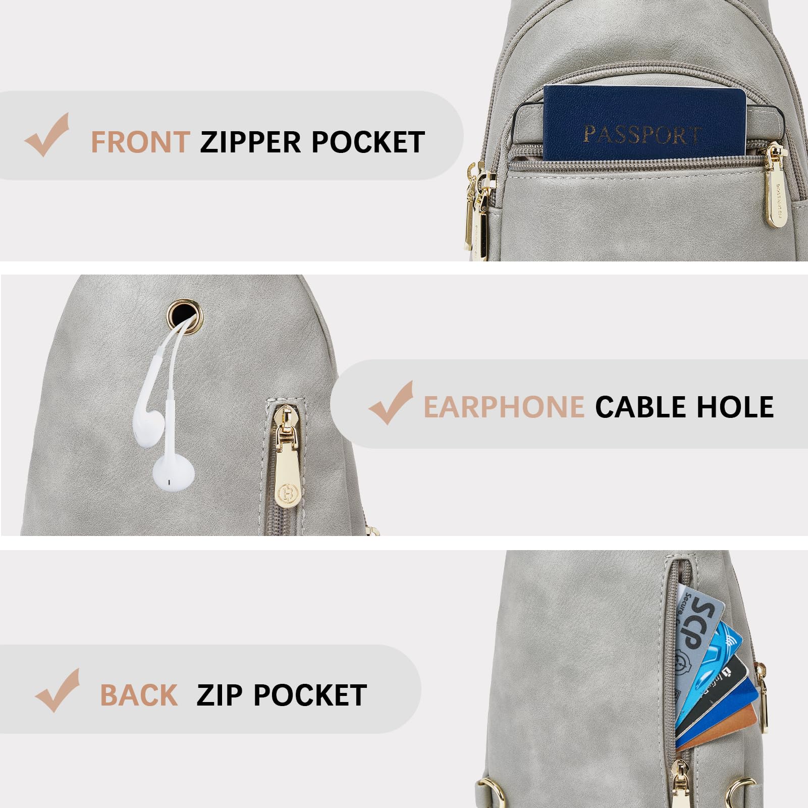 BOSTANTEN Small Sling Bag for Women Leather Crossbody Bags Fanny Pack Chest Bag for Travel