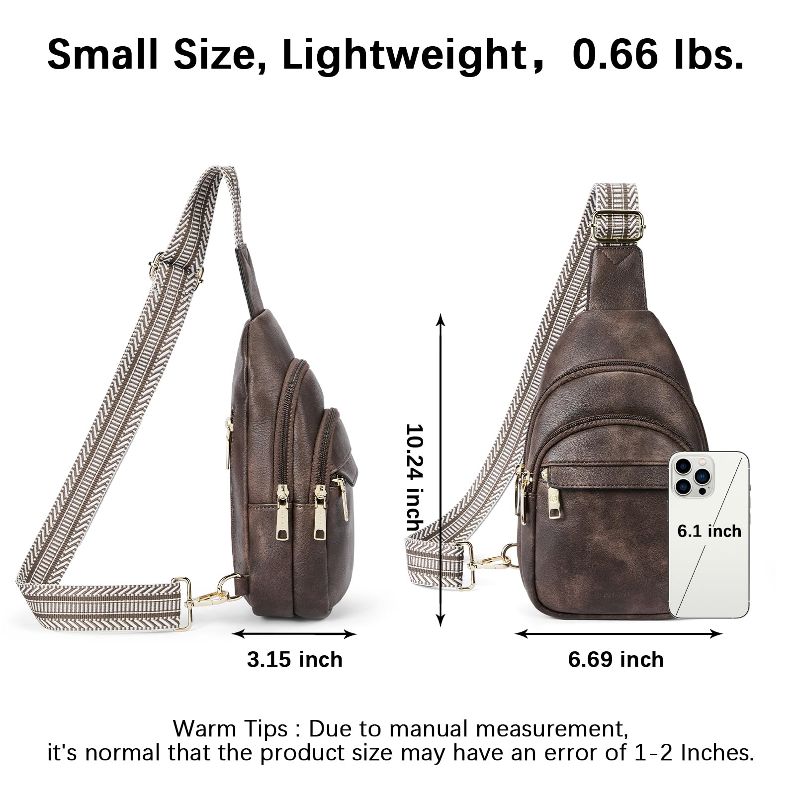 BOSTANTEN Small Sling Bag for Women Leather Crossbody Bags Fanny Pack Chest Bag for Travel