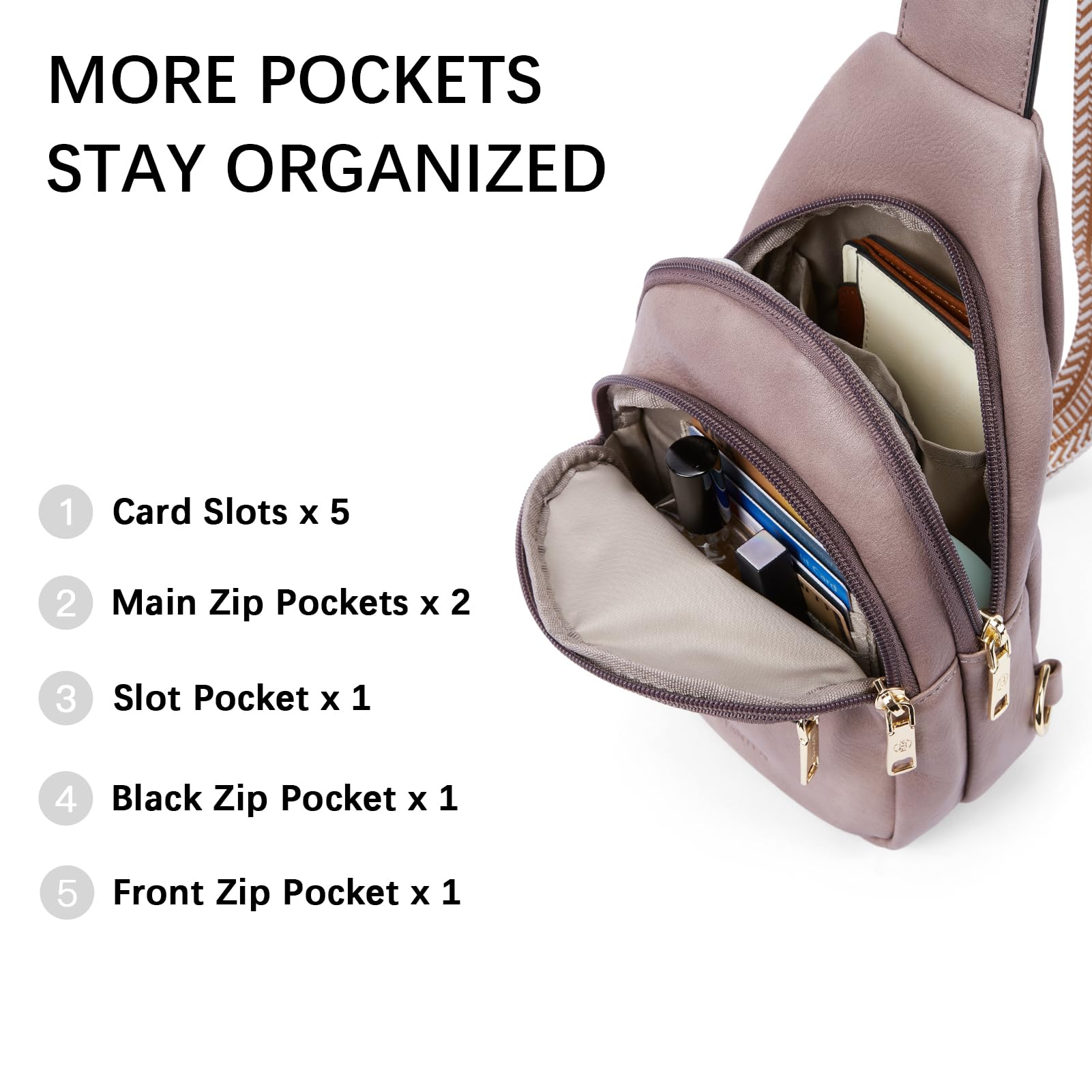 BOSTANTEN Small Sling Bag for Women Leather Crossbody Bags Fanny Pack Chest Bag for Travel