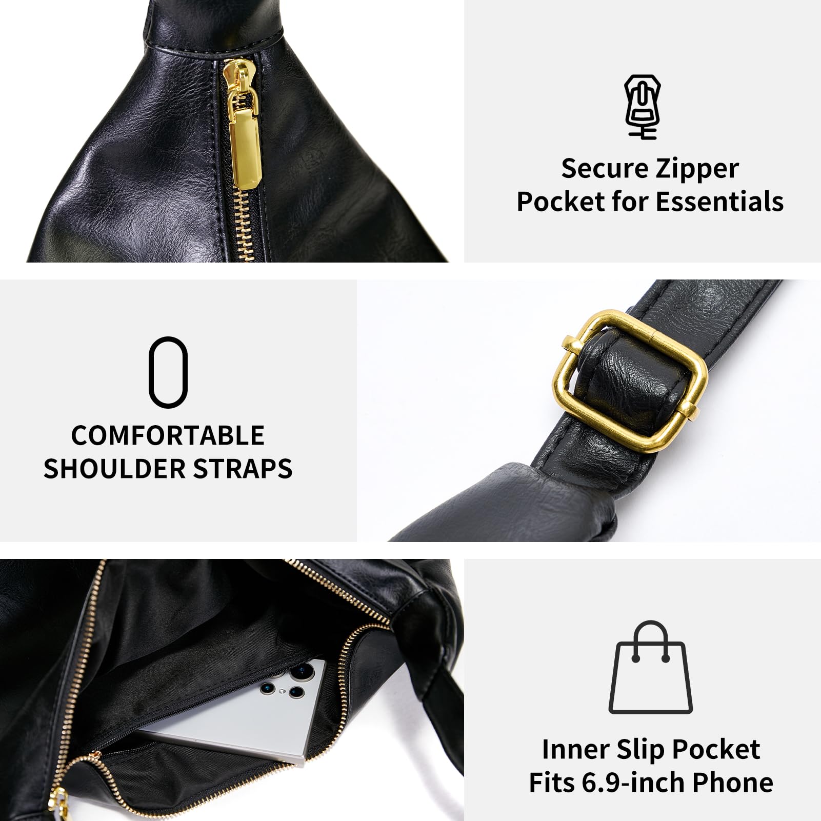 celestina Hobo Bags for Women, Ultra Soft Foldable Vegan Leather Shoulder Handbag, Stylish Slouchy Tote Purses