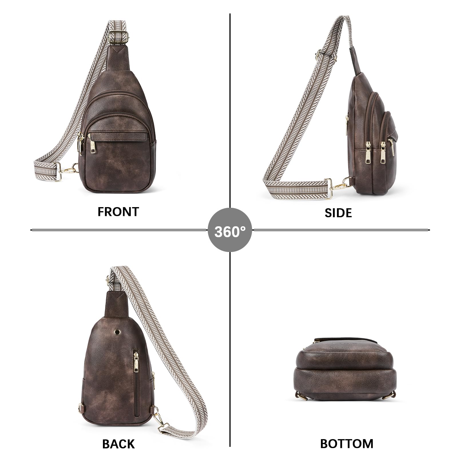 BOSTANTEN Small Sling Bag for Women Leather Crossbody Bags Fanny Pack Chest Bag for Travel