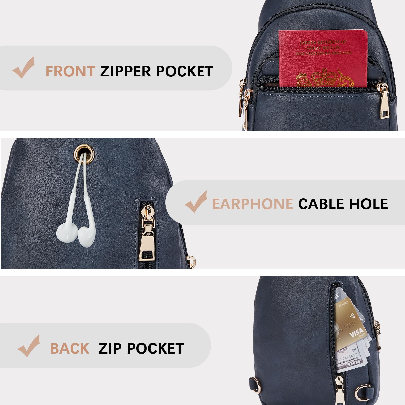 BOSTANTEN Small Sling Bag for Women Leather Crossbody Bags Fanny Pack Chest Bag for Travel