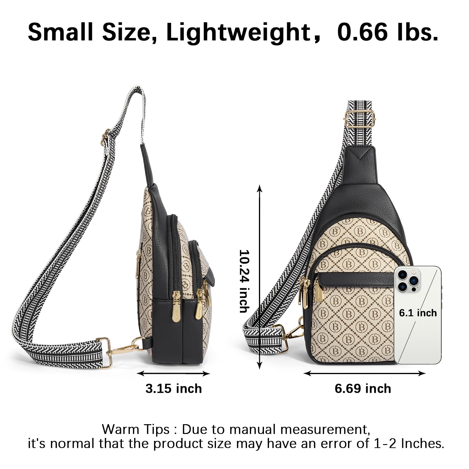 BOSTANTEN Small Sling Bag for Women Leather Crossbody Bags Fanny Pack Chest Bag for Travel