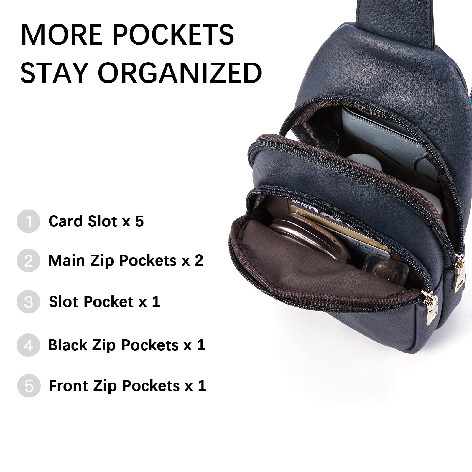 BOSTANTEN Small Sling Bag for Women Leather Crossbody Bags Fanny Pack Chest Bag for Travel