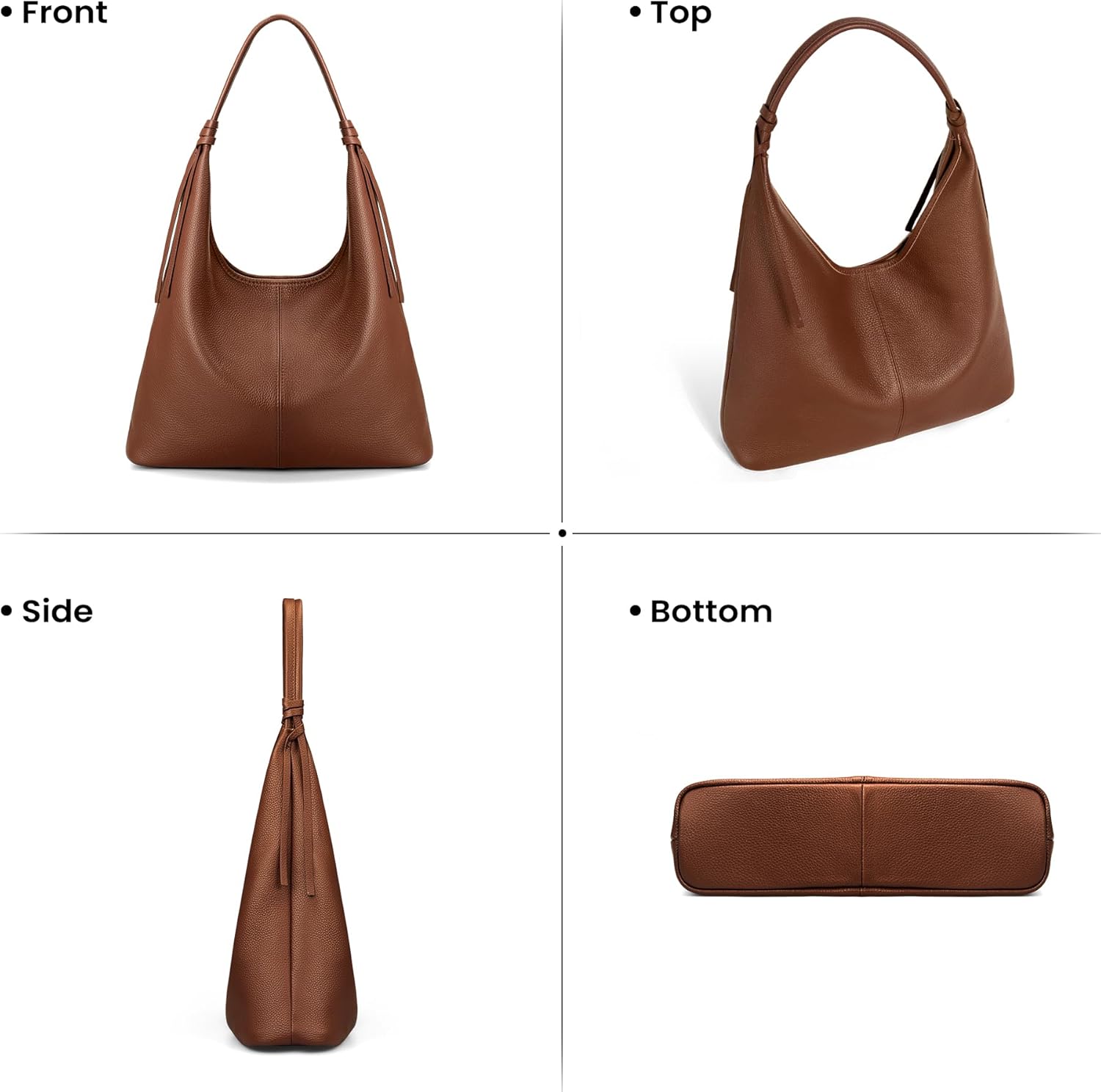 befen Genuine Leather Slouchy Hobo Purses for Women, Top Grain Real Leather Tote Handbags Shoulder Satchel with Tassel Ribbon