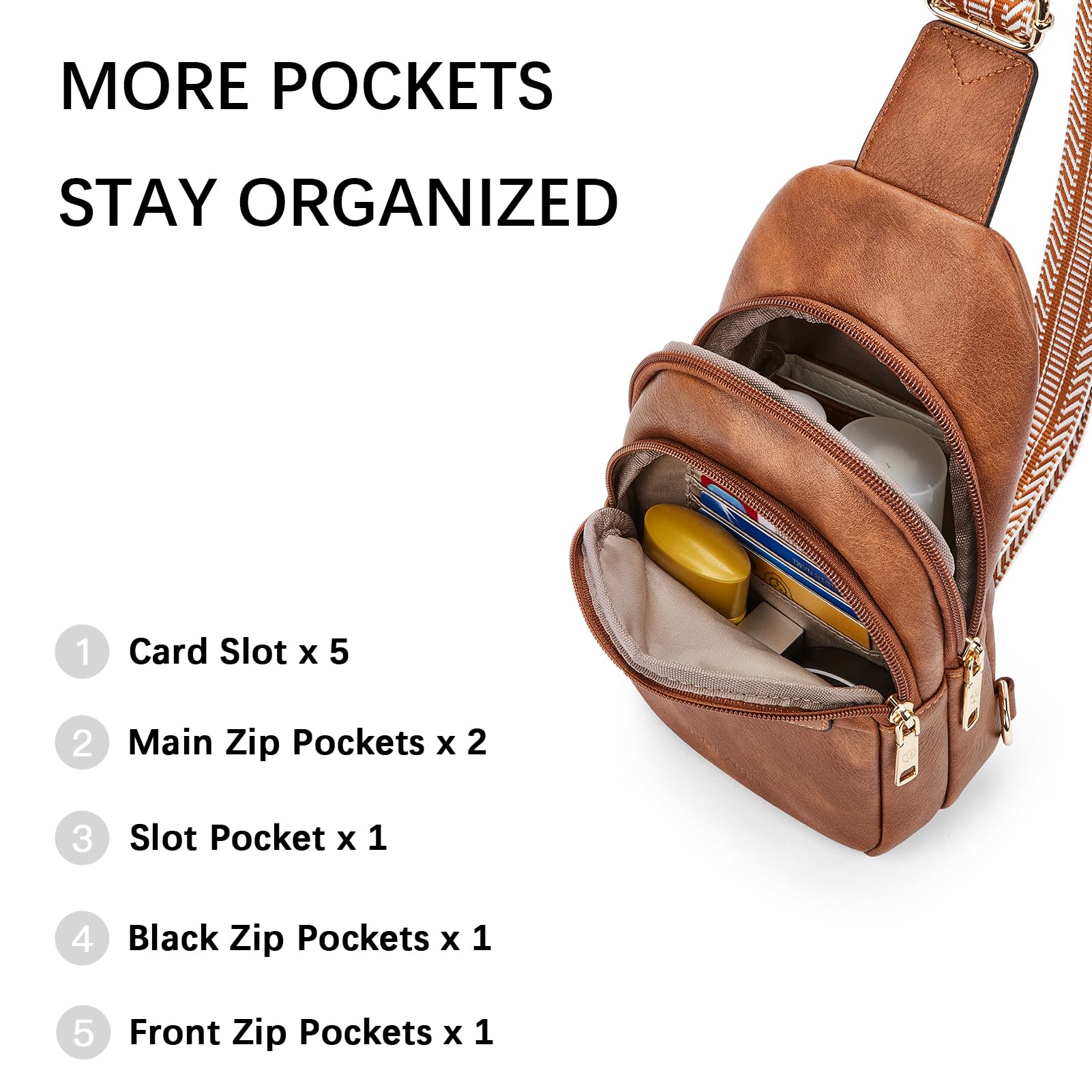 BOSTANTEN Small Sling Bag for Women Leather Crossbody Bags Fanny Pack Chest Bag for Travel