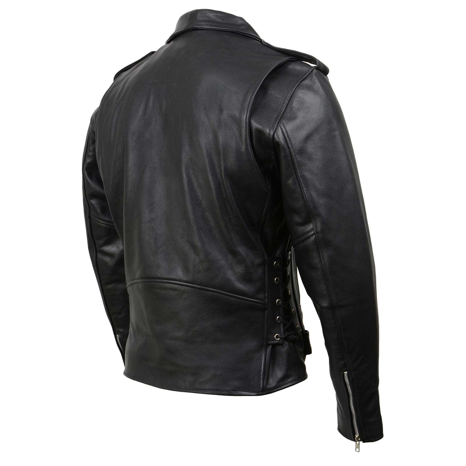 Milwaukee Leather SH1011 Men's Classic Brando Premium Leather Black Motorcycle Riders Leather Jacket w/Side Laces