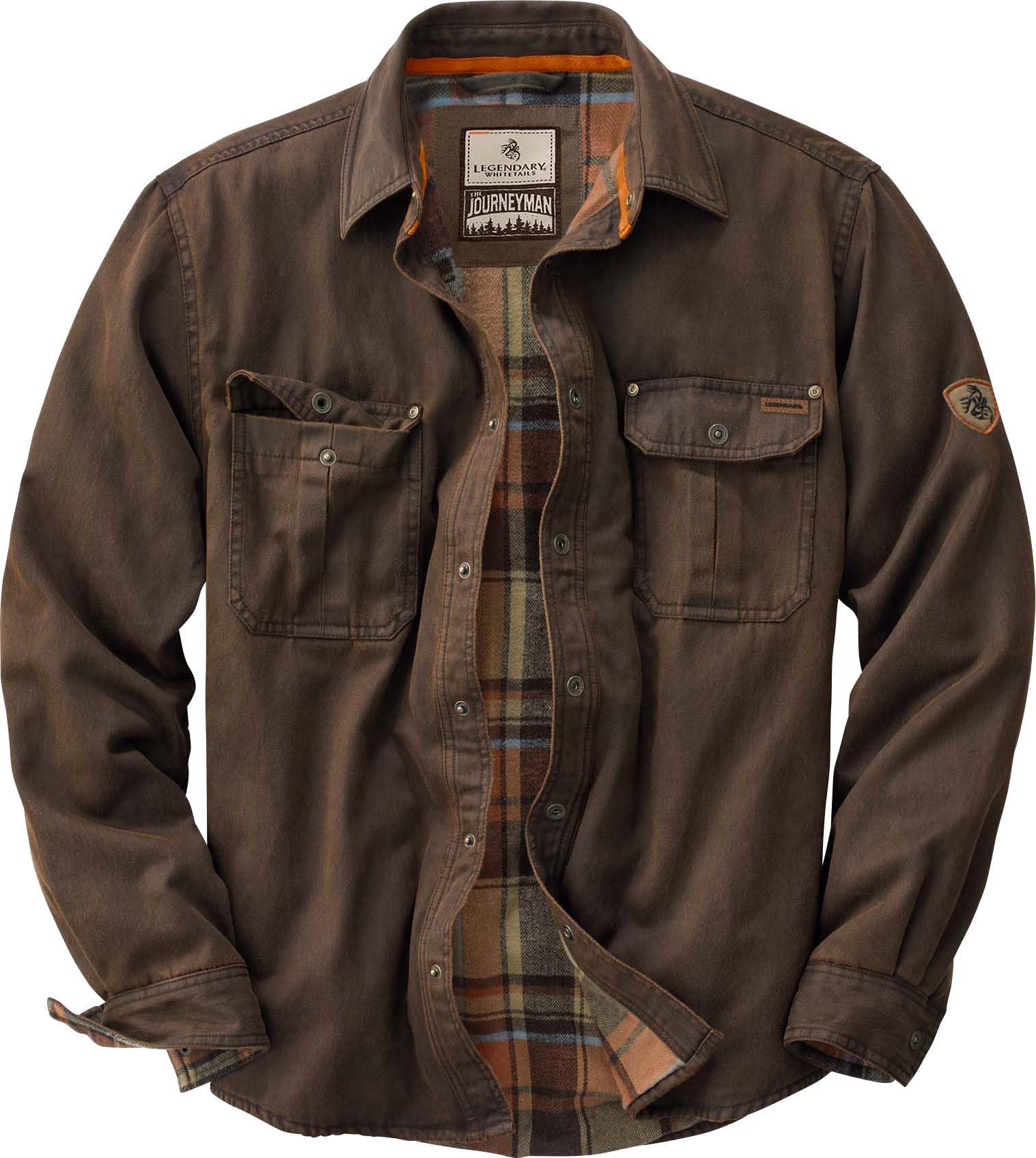 Legendary Whitetails Men's Flannel Lined Shirt Jacket Waxed Cotton Water Resistant