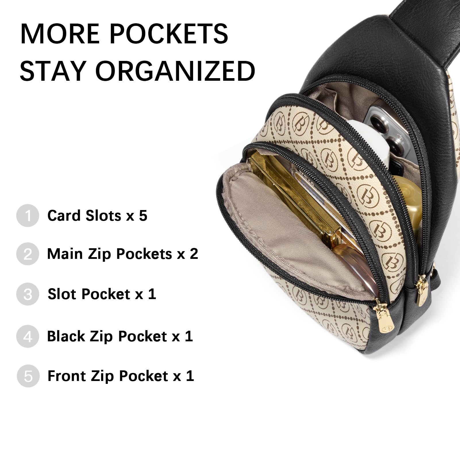 BOSTANTEN Small Sling Bag for Women Leather Crossbody Bags Fanny Pack Chest Bag for Travel