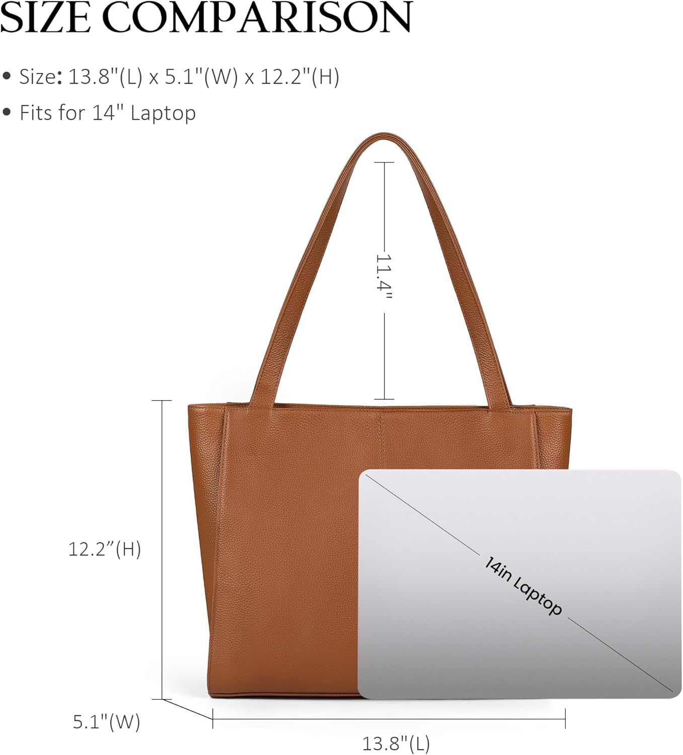 befen Genuine Leather Tote Bag for Women Work, Women's Leather Shoulder Bags Purses Satchel Handbags with Laptop Compartment
