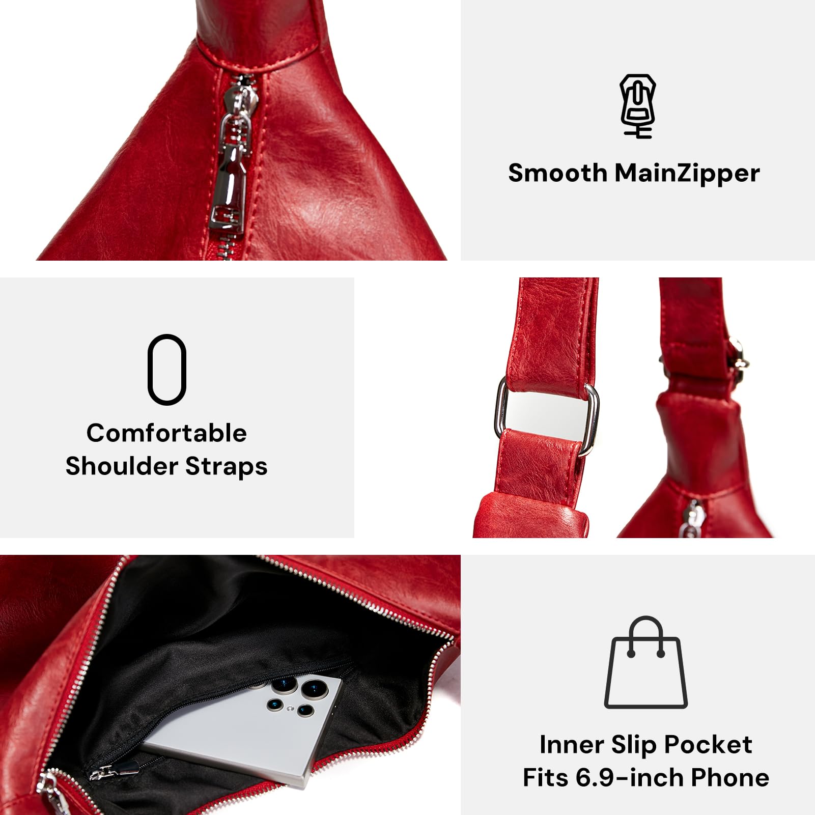 celestina Hobo Bags for Women, Ultra Soft Foldable Vegan Leather Shoulder Handbag, Stylish Slouchy Tote Purses