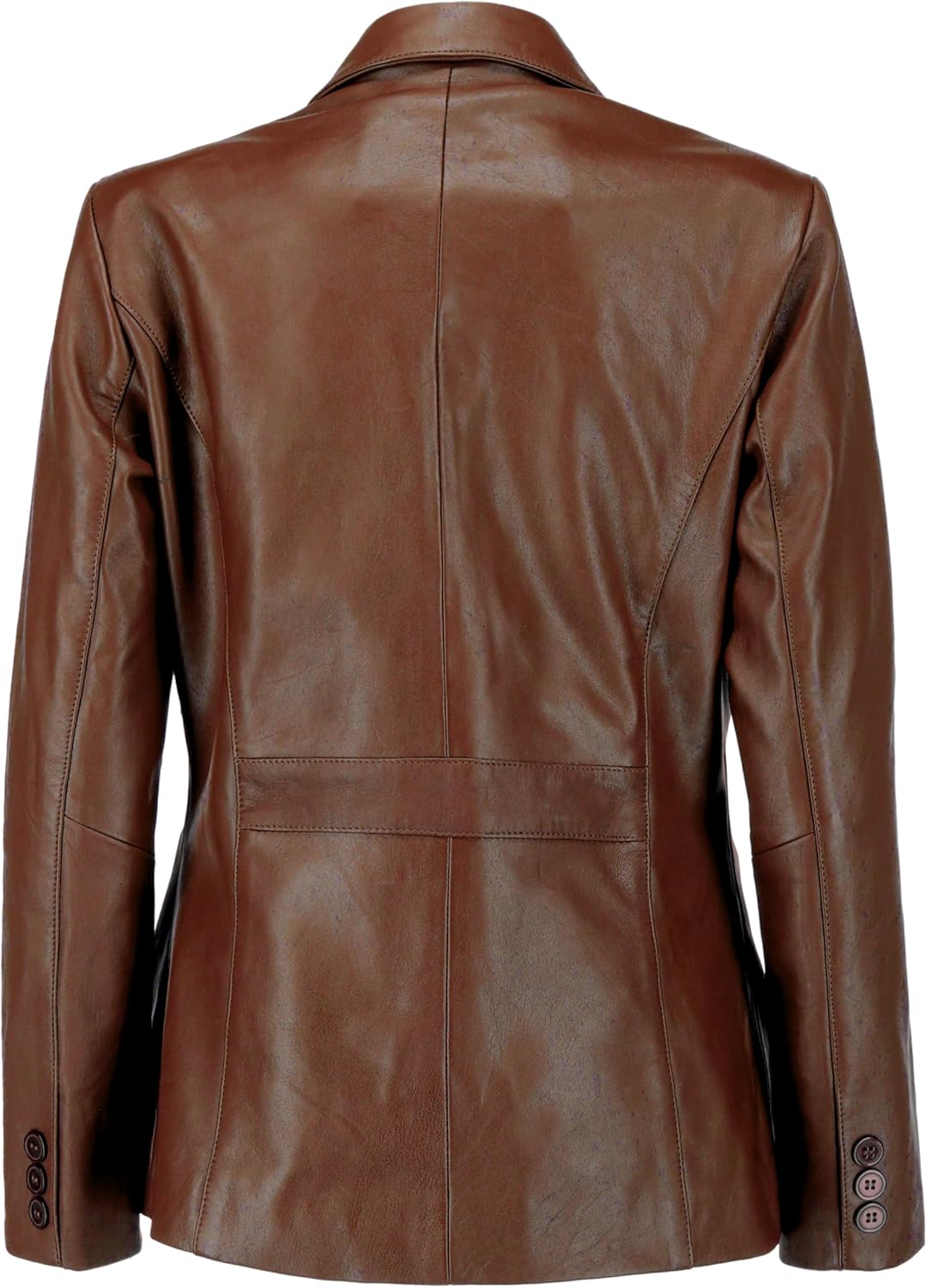 Jild Classic 2-Button Lambskin Leather Blazer Women - Casual Coat Long Sleeves Suit Style Leather Jacket Women
