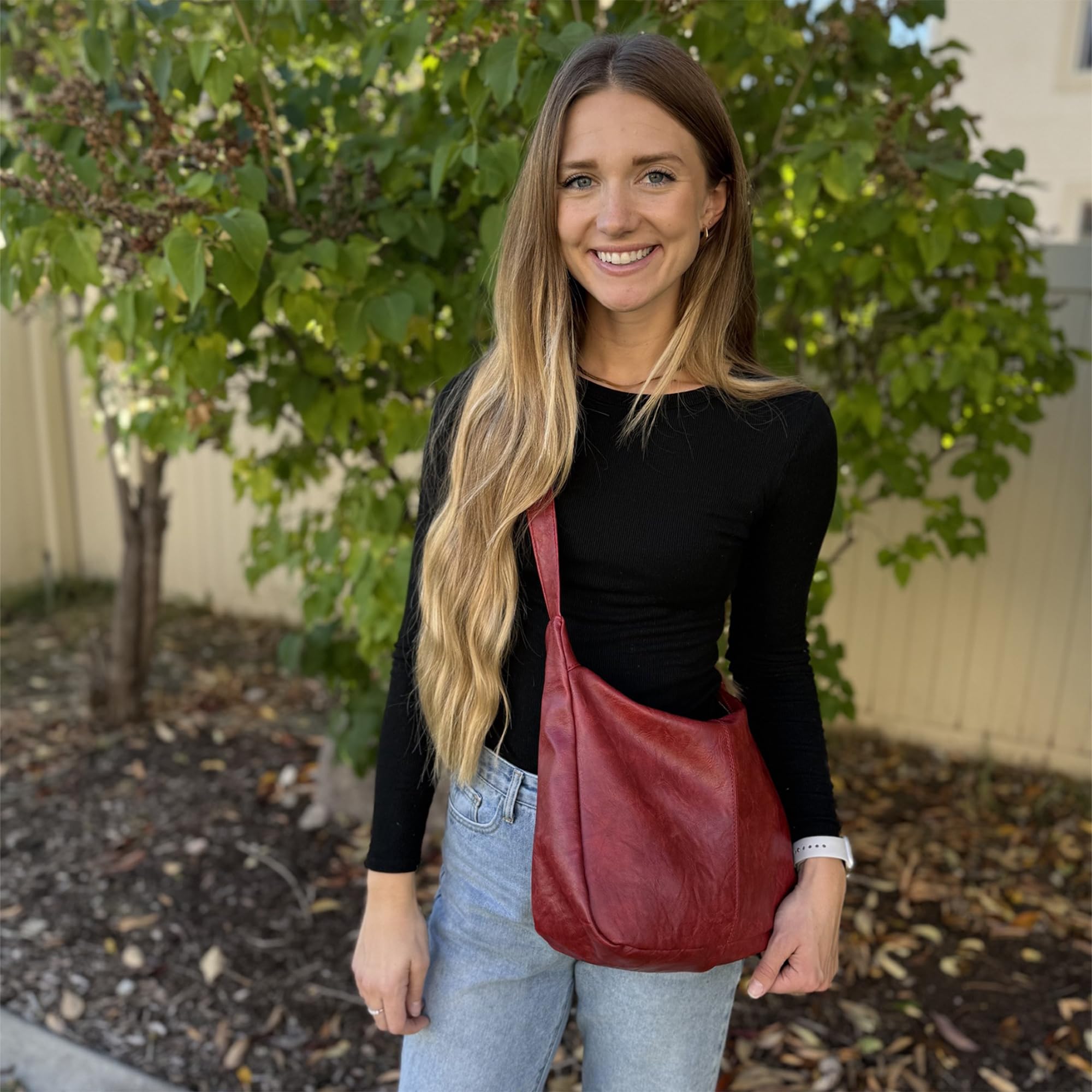 celestina Hobo Bags for Women, Ultra Soft Foldable Vegan Leather Shoulder Handbag, Stylish Slouchy Tote Purses