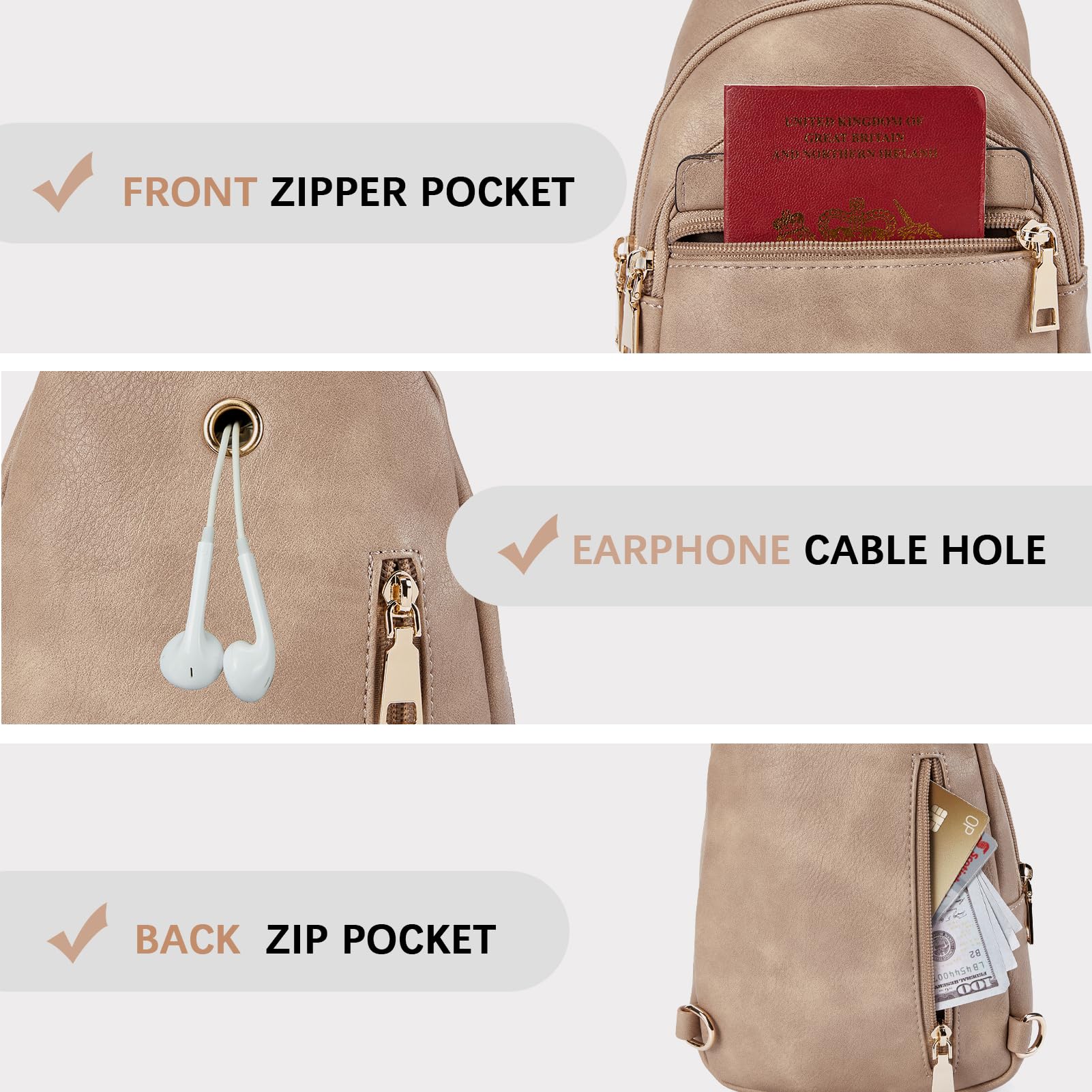 BOSTANTEN Small Sling Bag for Women Leather Crossbody Bags Fanny Pack Chest Bag for Travel