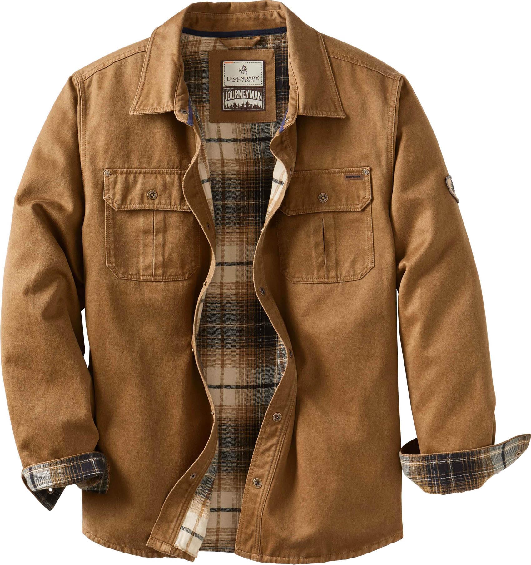 Legendary Whitetails Men's Flannel Lined Shirt Jacket Waxed Cotton Water Resistant