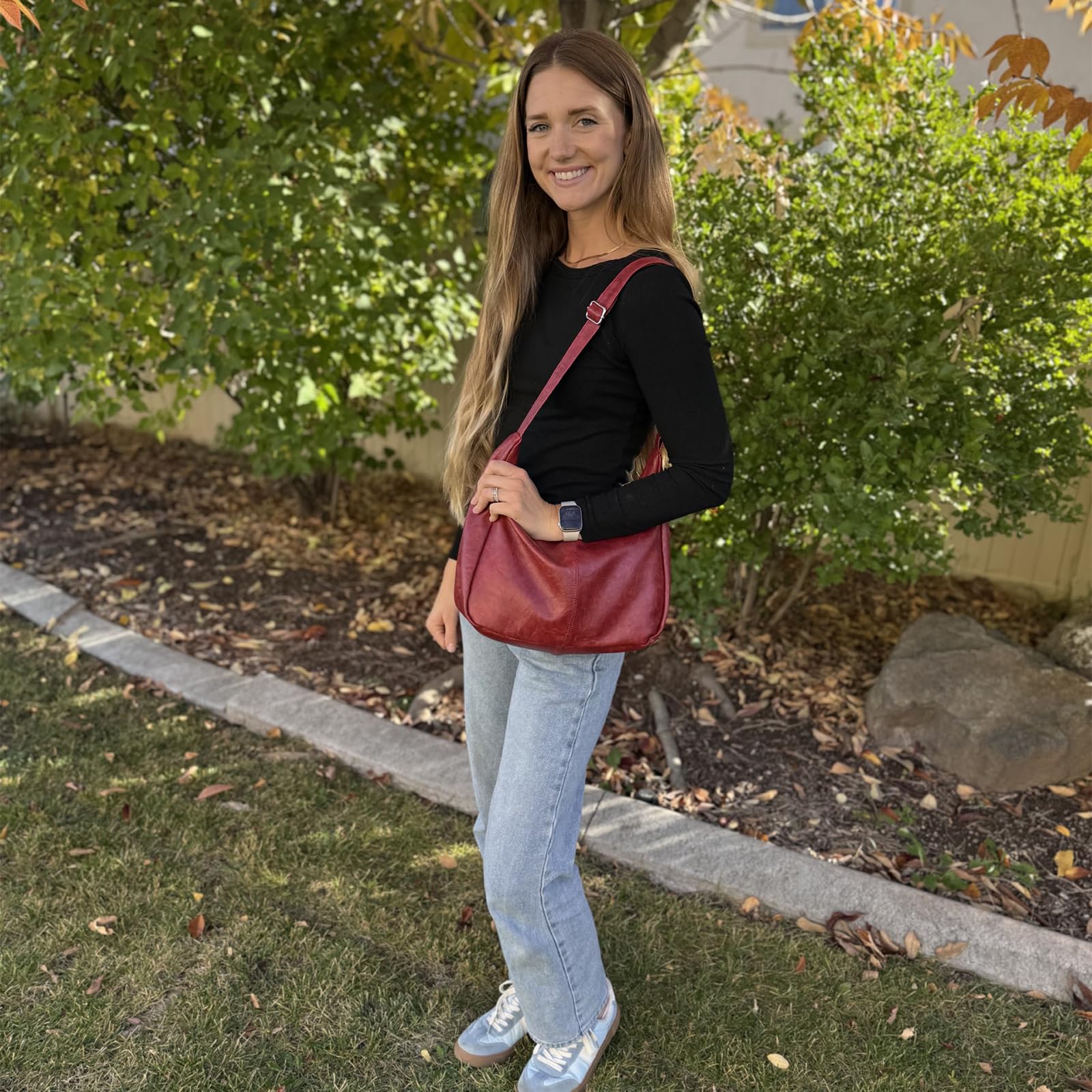 celestina Hobo Bags for Women, Ultra Soft Foldable Vegan Leather Shoulder Handbag, Stylish Slouchy Tote Purses