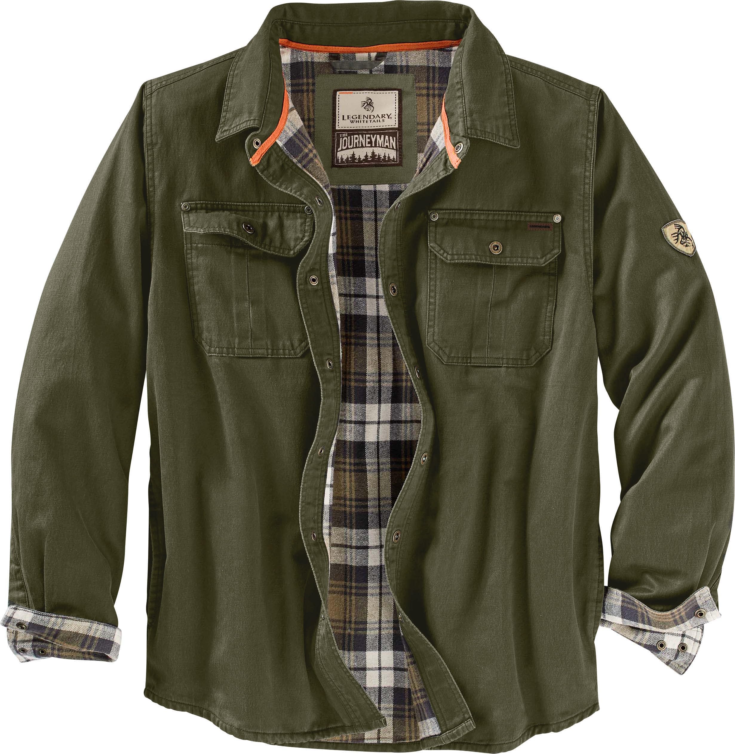 Legendary Whitetails Men's Flannel Lined Shirt Jacket Waxed Cotton Water Resistant
