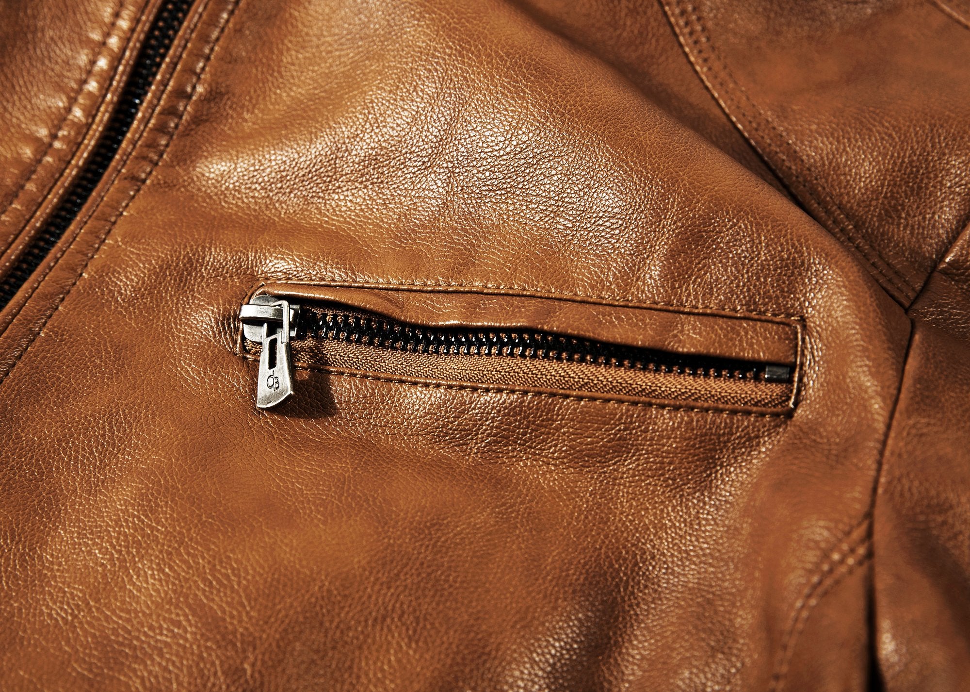 WULFUL Men's Stand Collar Leather Jacket Motorcycle Lightweight Faux Leather Outwear